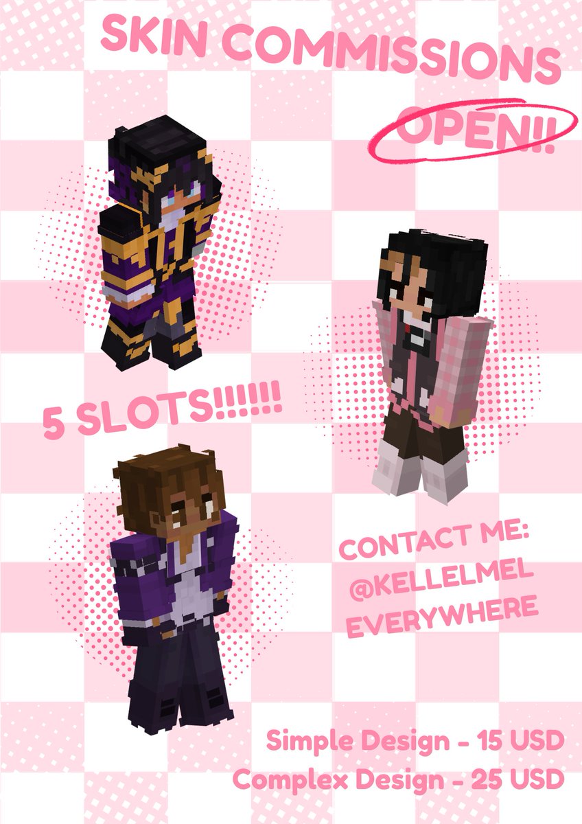 thomfluxbingo's tweet photo. OPENING SKIN COMMISSIONS!!!!!
5 SLOTS FOR OCTOBER!

Starting Price...
$10 - New Outfit
$15 - Full Custom Skin

Can reach to... (Depends on complexity)
$15-18 - New Outfit
$22-25 - Full Custom Skin

contact me preferebly on discord (kellelmel)

carrd: https://t.co/yBTJJDnS1X https://t.co/a3w4PN6R94