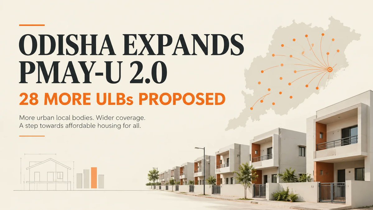 AquireAcres's tweet photo. Odisha could expand PMAY-U 2.0 to all 100 ULBs.

The state has proposed adding 28 more ULBs to the scheme, potentially widening affordable housing coverage across Odisha.

24,625 houses have already been sanctioned.

Read more: https://t.co/1n7PzEy2qz

#Odisha #AffordableHousing https://t.co/IHd5PzxhEK