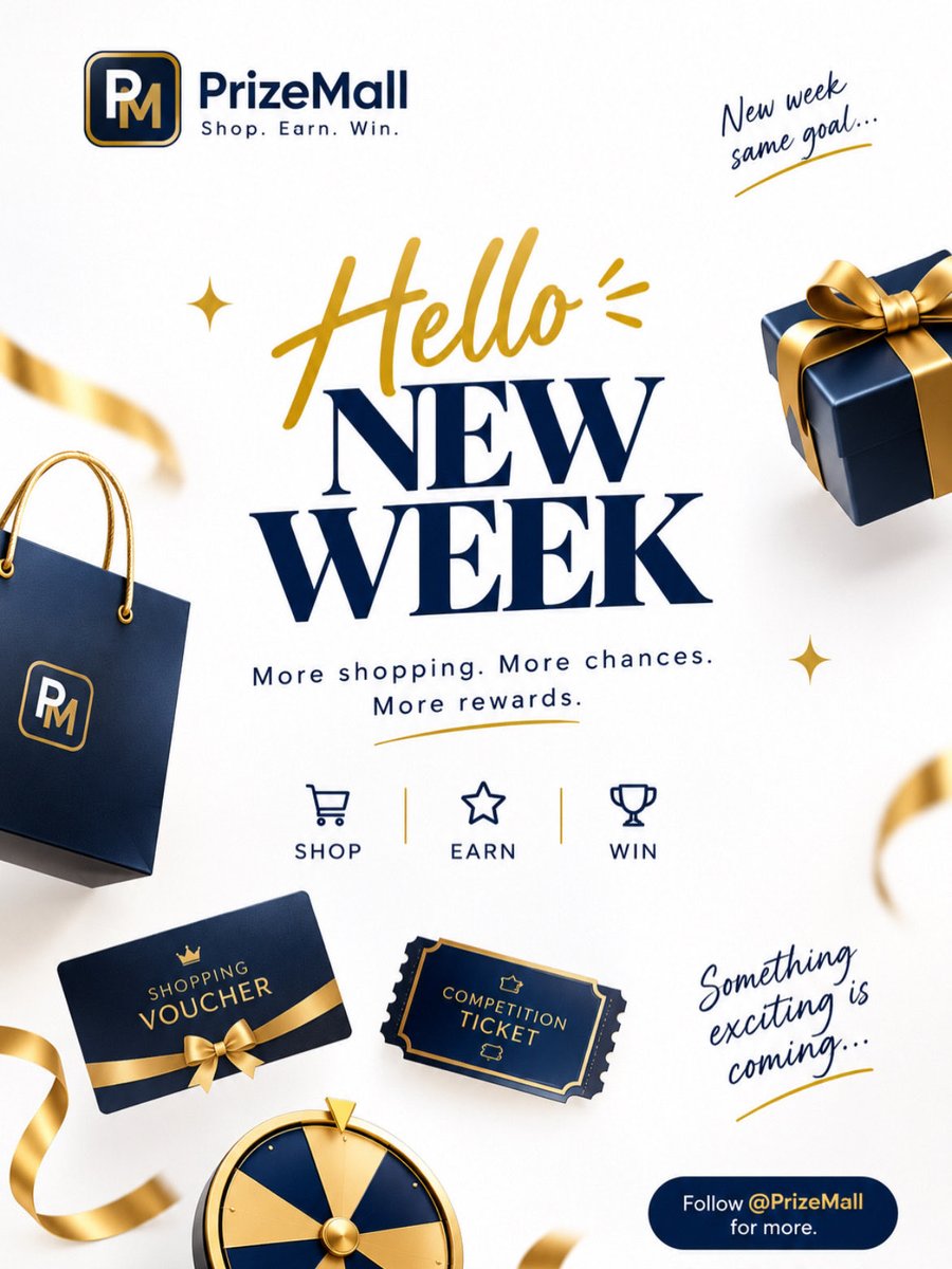 PrizeMallng's tweet photo. New week, new energy, and even more reasons to look forward to what’s ahead. ✨

Here’s to more chances, more rewards, and a good week with PrizeMall. 💙💛

Stay connected. Something exciting is coming. 👀

#PrizeMall #ShopEarnWin #MoreChancesMoreRewards #SomethingIsComing https://t.co/feB3lj834C