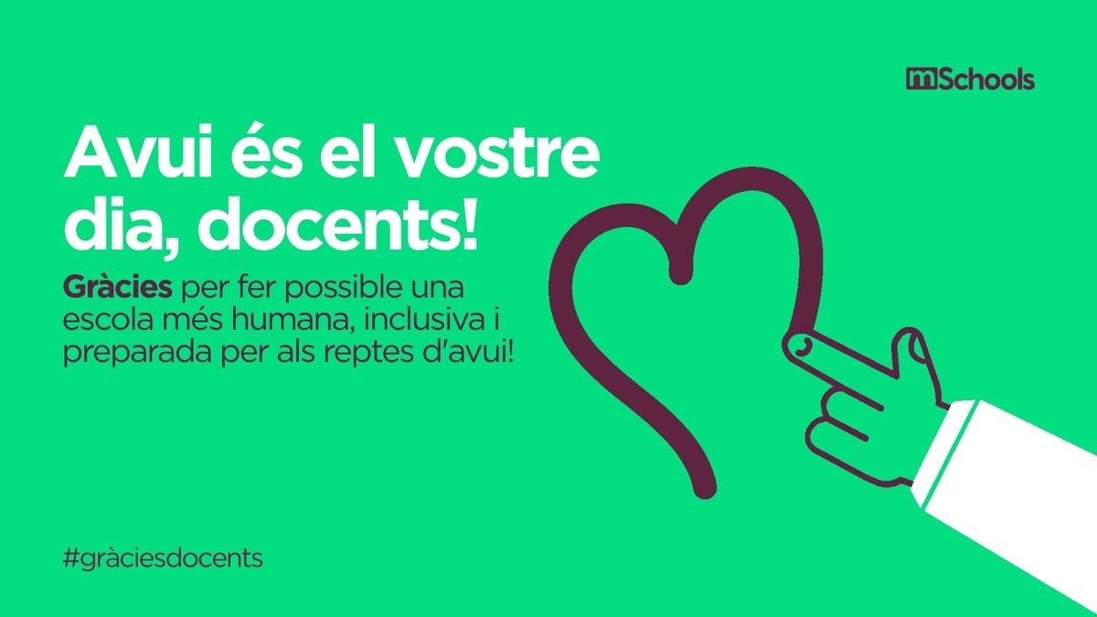 mSchools_MWC's tweet photo. 📚 Cada dia, milers de docents ajuden l'alumnat a comprendre, créixer i trobar el seu lloc en un món cada cop més complex.

Compartir. Escoltar. Repensar. Experimentar. Aprendre.

Avui, en el #DiaMundialDelDocent impulsat per la @UNESCO, us volem donar les gràcies per la vostra dedicació i el vostre compromís amb una educació més humana, inclusiva i connectada amb la realitat.

💚 Gràcies per caminar plegats.

#mSchools #TecnologiaAmbPropòsit #DocentsCat #WorldTeachersDay