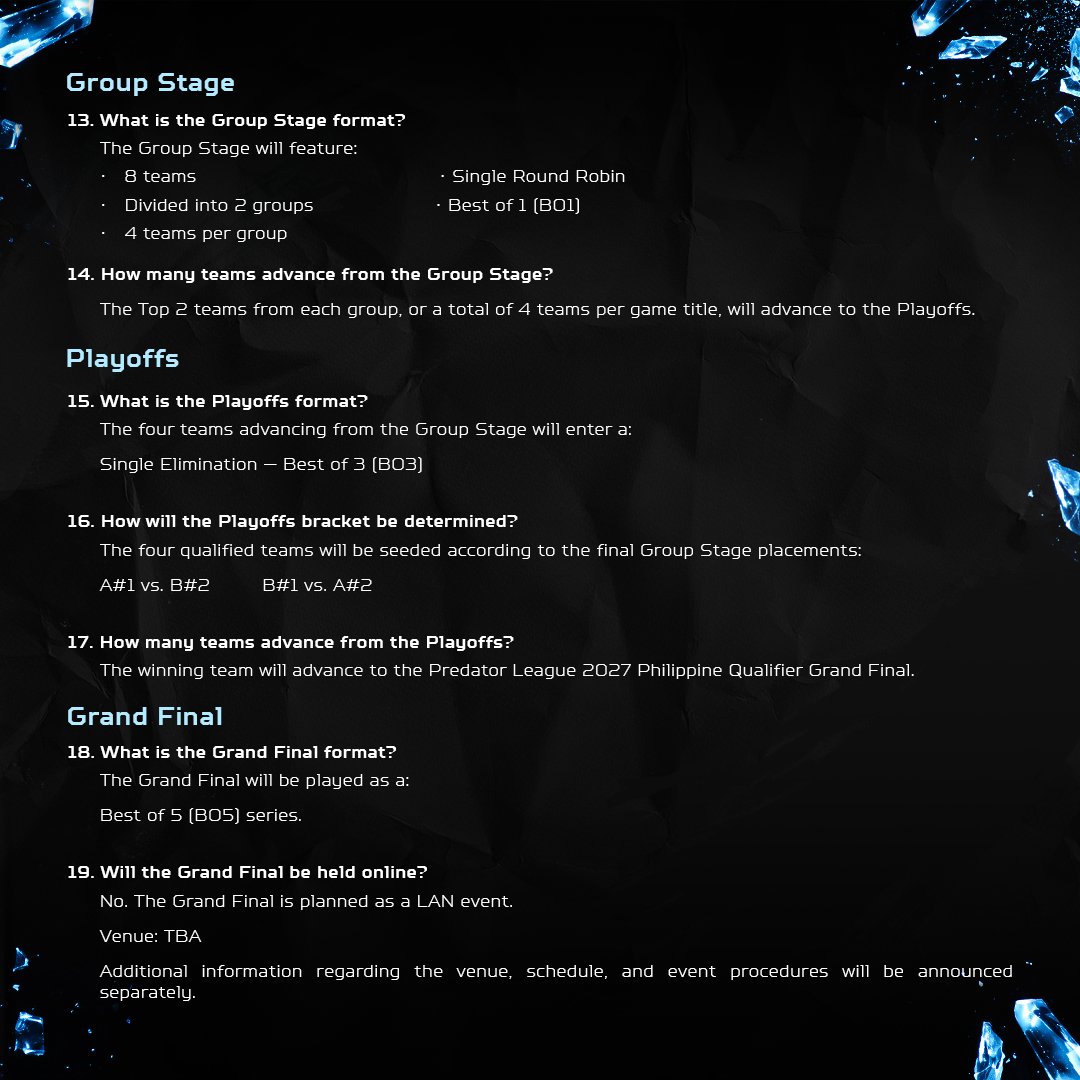 predatorph's tweet photo. Get battle-ready with the Predator League PH FAQs and find everything you need to know—from eligibility and team requirements to the tournament format and the road to Vietnam.

#PredatorGaming #ItLiesWithin #IntelGaming #RiseBeyondLimits https://t.co/0PR0LaYLwS