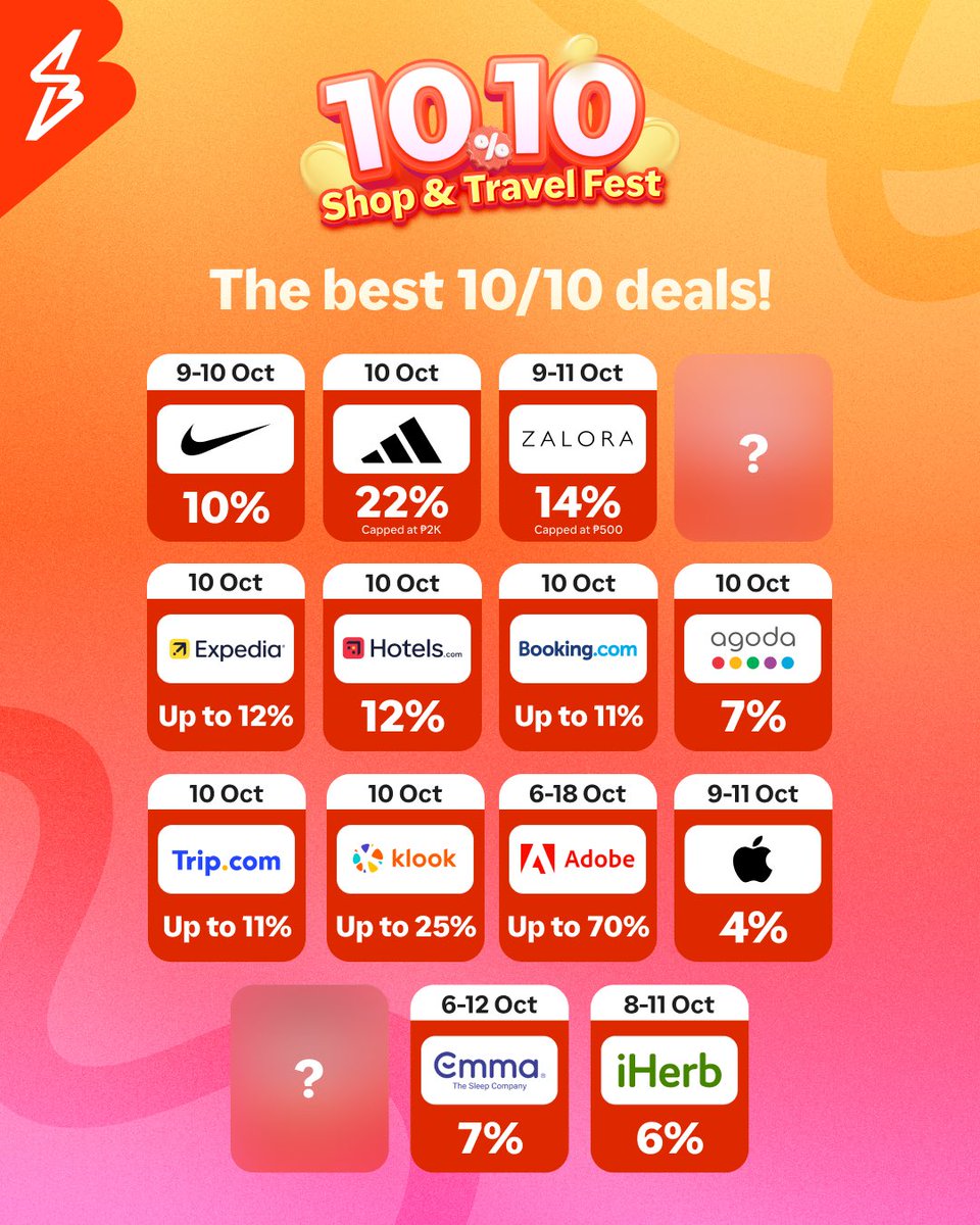 gugiecart's tweet photo. ₱500 CASHBACK GIVEAWAY!!! 💸

10.10 shopback deals are here! 🧡

just retweet this post and tag a friend below to join! 10 lucky winners will win ₱500 cashback each 🎉

will draw winners on 10.10 ⭐️