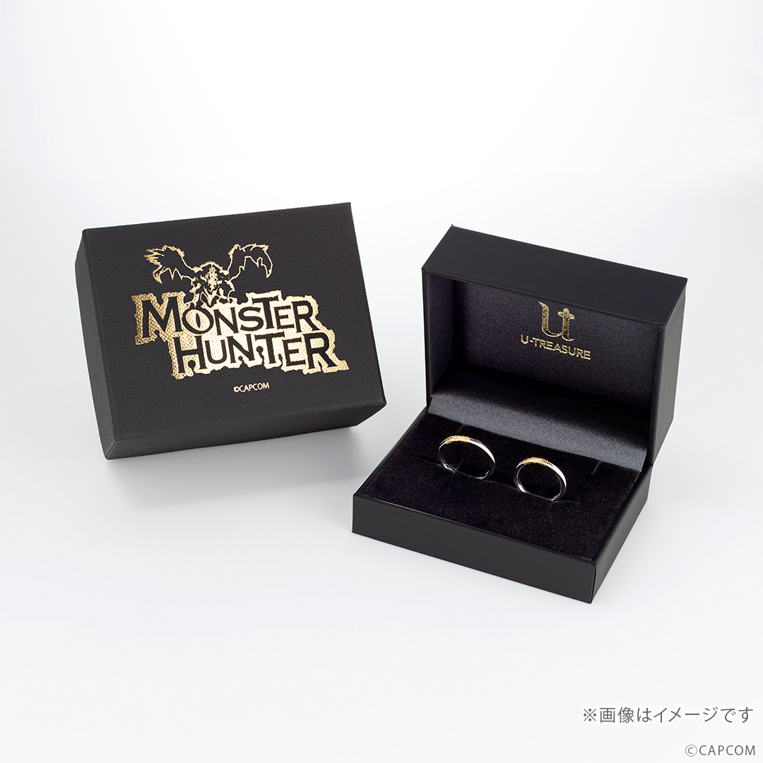 u_treasure_pr's tweet photo. 【モンスターハンター】

ブライダルリング「ハンターの指輪」
「キリン」「ゴア・マガラ」モデルが登場！

═══════════════════

内側のデザインは選べる全17種類。

大切なあなたのハンター稼業が
ロマンとスリルに満ち
末永く安全でありますように⚔️