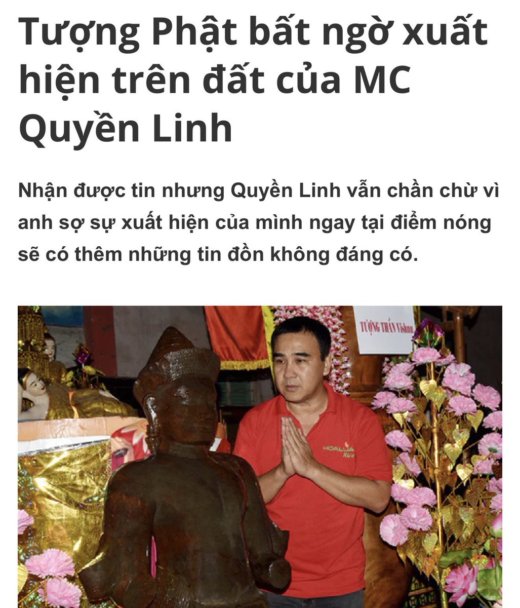 caucasaigon0303's tweet photo. Quyền Linh ăn ở có đức nên tượng Phật bất ngờ xuất hiện trên khu du lịch của Quyền Linh để thu hút thêm khách du lịch cũng dễ hiểu thôi mà https://t.co/rHiPOZP2rx