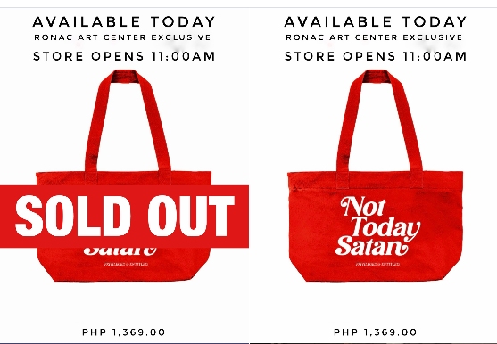 PinaysInShowbiz's tweet photo. Dennis Trillo's favorite bag, "Not Today Satan" from Privileged & Entitled came back and was SOLD OUT again. The influence of Papa Dencio. I think the people have spoken! βΊοΈπ
#DennisTrillo
#AnoAngBagMo
#nottodaysatan
#dennistrillobag https://t.co/rm78aRxVs1