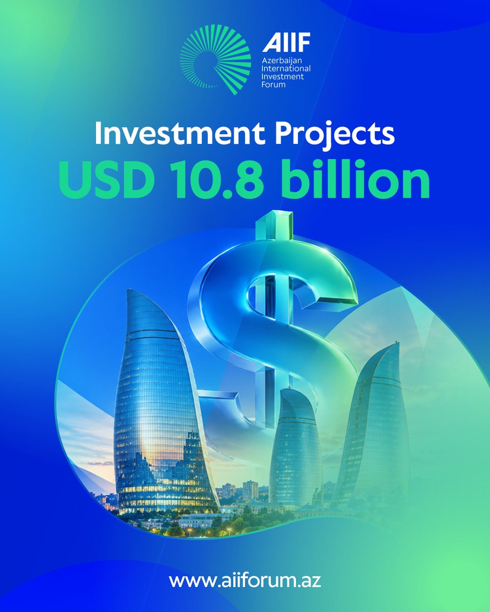 aiiforum_az's tweet photo. Nearly $11 billion (€9.7 billion) worth in contracts have emerged from the Azerbaijan International Investment Forum, where some of the world’s biggest investment managers gathered for talks ranging from infrastructure and technology to energy and transport.

For more: https://t.co/9DirmXFzXL