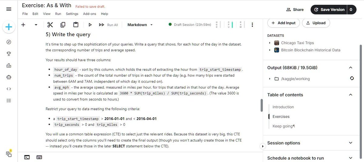 web3_chemist0's tweet photo. Day 1 of learning SQL on KAGGLE.

I learnt about CTE(Common table expression) using the WITH....AS clause.

This function is helpful in creating and querying a temporary table that helps  to understand the full table. https://t.co/E3MfJFLoGW