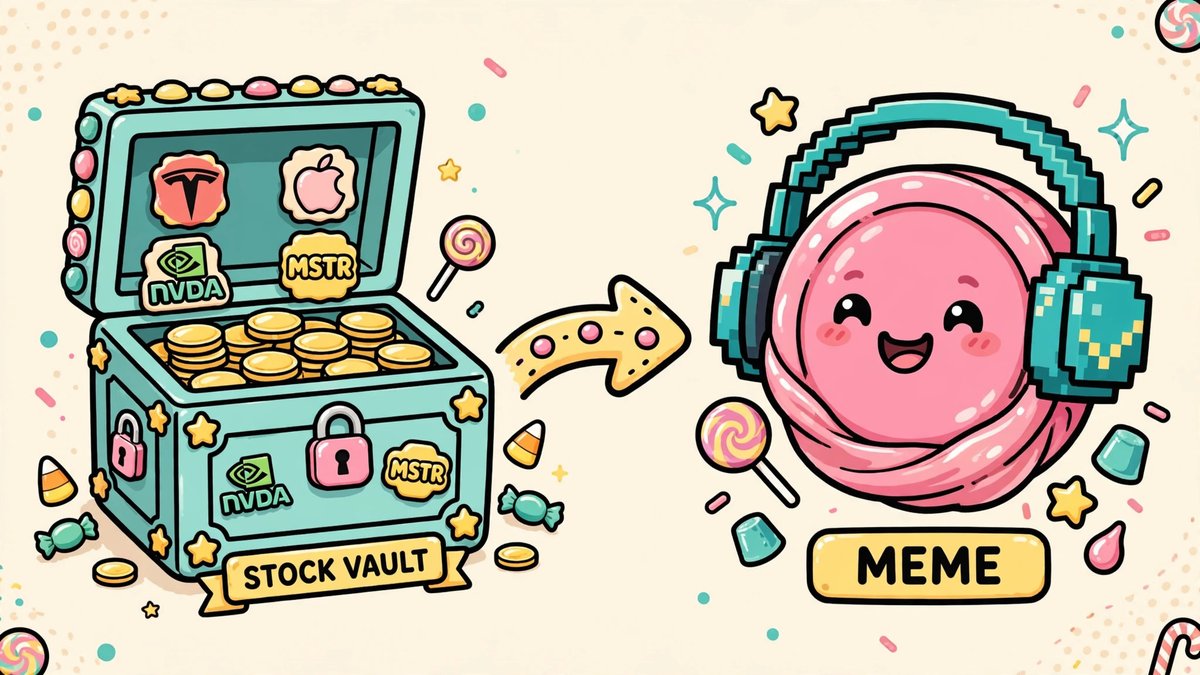 Mirrortop_'s tweet photo. A lot of people ask what SMO is. ❓
In one line: put a real stock inside a Meme and issue it. 💡
How it differs from a regular Meme: there is a real stock in the vault behind it — not air. 🏦
Next: how the floor price is calculated. 👇
@RobinhoodApp https://t.co/U8wC4TvzRo