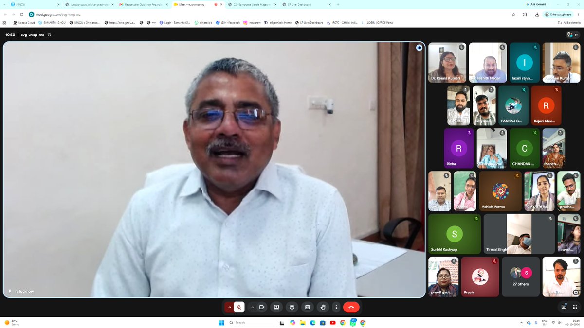 IGNOULucknow's tweet photo. IGNOU Regional Centre, Lucknow organized an Online Induction Meeting for the learners of B.Ed. Programme for January 2026 Session on Monday, 5th October, 2026 through Google Meet platform. https://t.co/hL3uLyScGw