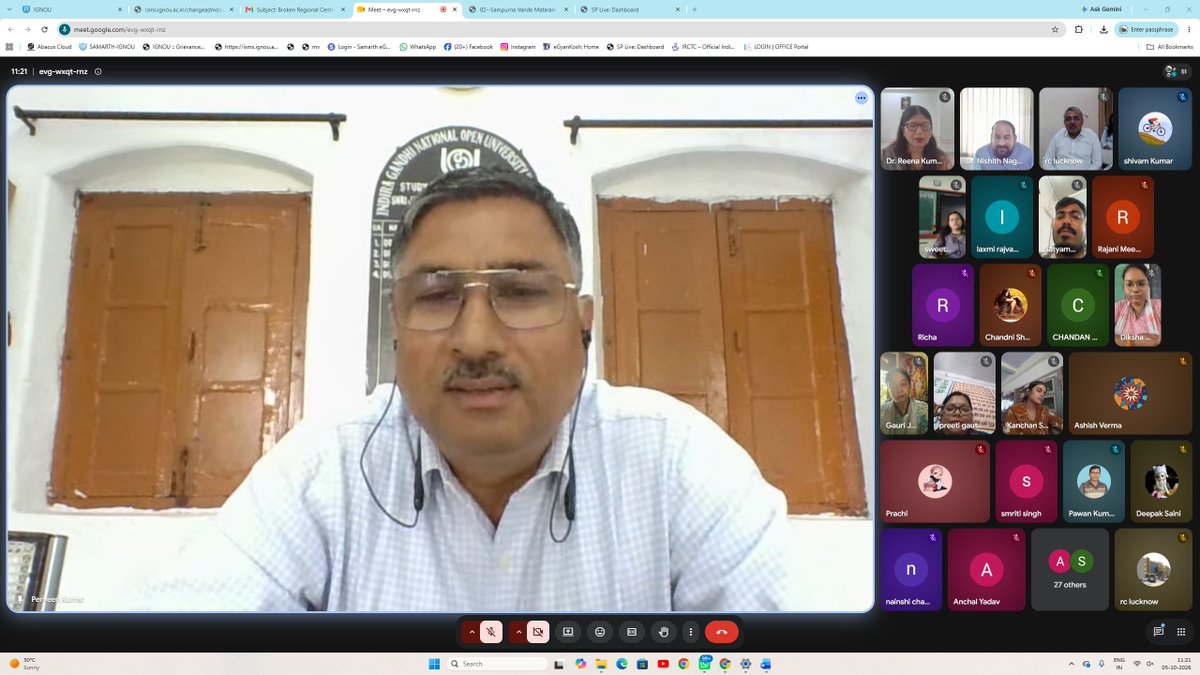 IGNOULucknow's tweet photo. IGNOU Regional Centre, Lucknow organized an Online Induction Meeting for the learners of B.Ed. Programme for January 2026 Session on Monday, 5th October, 2026 through Google Meet platform. https://t.co/hL3uLyScGw