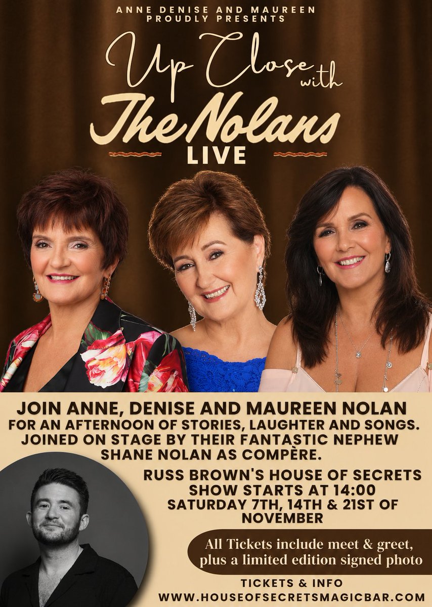 The_Nolans's tweet photo. We are delighted to be coming back to Blackpool with our new show 'Up Close with The Nolans' get your tickets now -  https://t.co/LAb6Cjtlpw https://t.co/HUDWA7XvJs