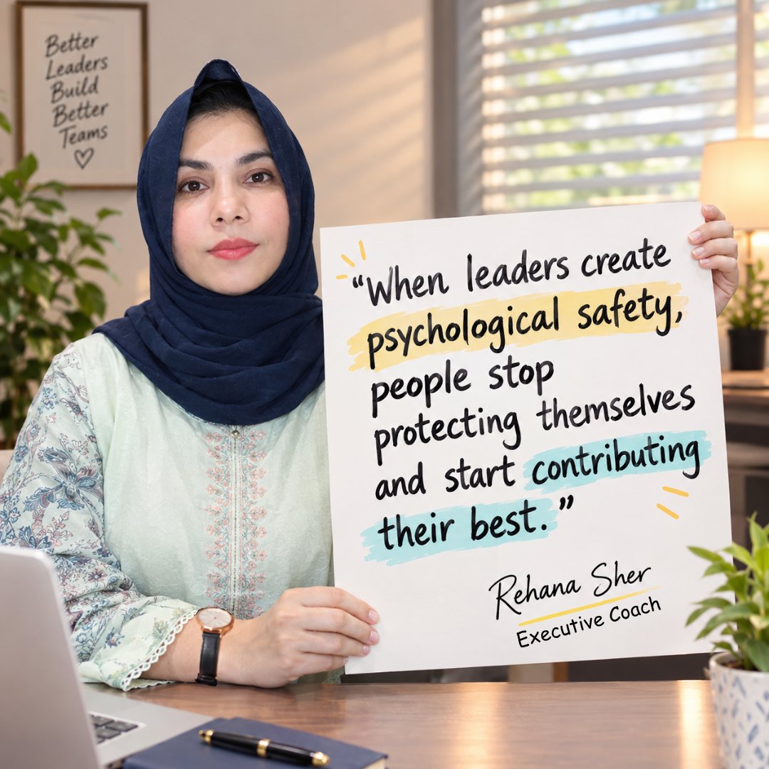 rehanasher's tweet photo. People don’t do their best work when they’re afraid of being wrong.

They do it when they know they can speak up, question things, admit mistakes, and still be respected.

That’s psychological safety. 
And it starts with #leadership.

#PsychologicalSafety #PeopleLeadership #Coach https://t.co/jJal4PXP6z