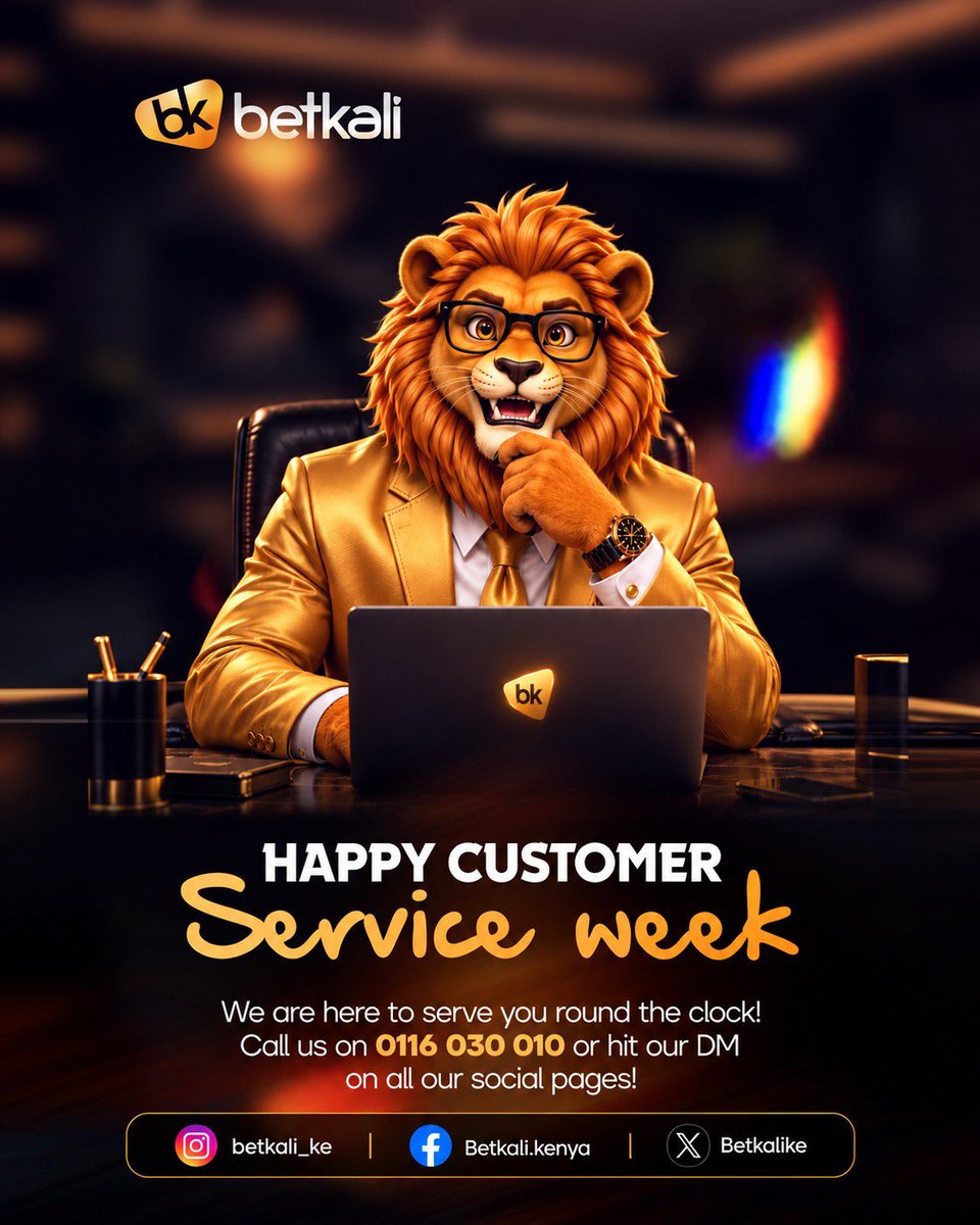 BetkaliKe's tweet photo. 💙 Happy Customer Service Week from Betkali! 🦁
This Customer Service Week, we celebrate you  our valued customers! 🎉 Thank you for trusting Betkali and allowing us to serve you.

We’re always here to make your experience better. For any questions, support, or assistance, reach us on 📞 0116 030 010 or DM us on any of our social media platforms.

Your satisfaction is our priority. 💙

#CustomerServiceWeek #Betkali