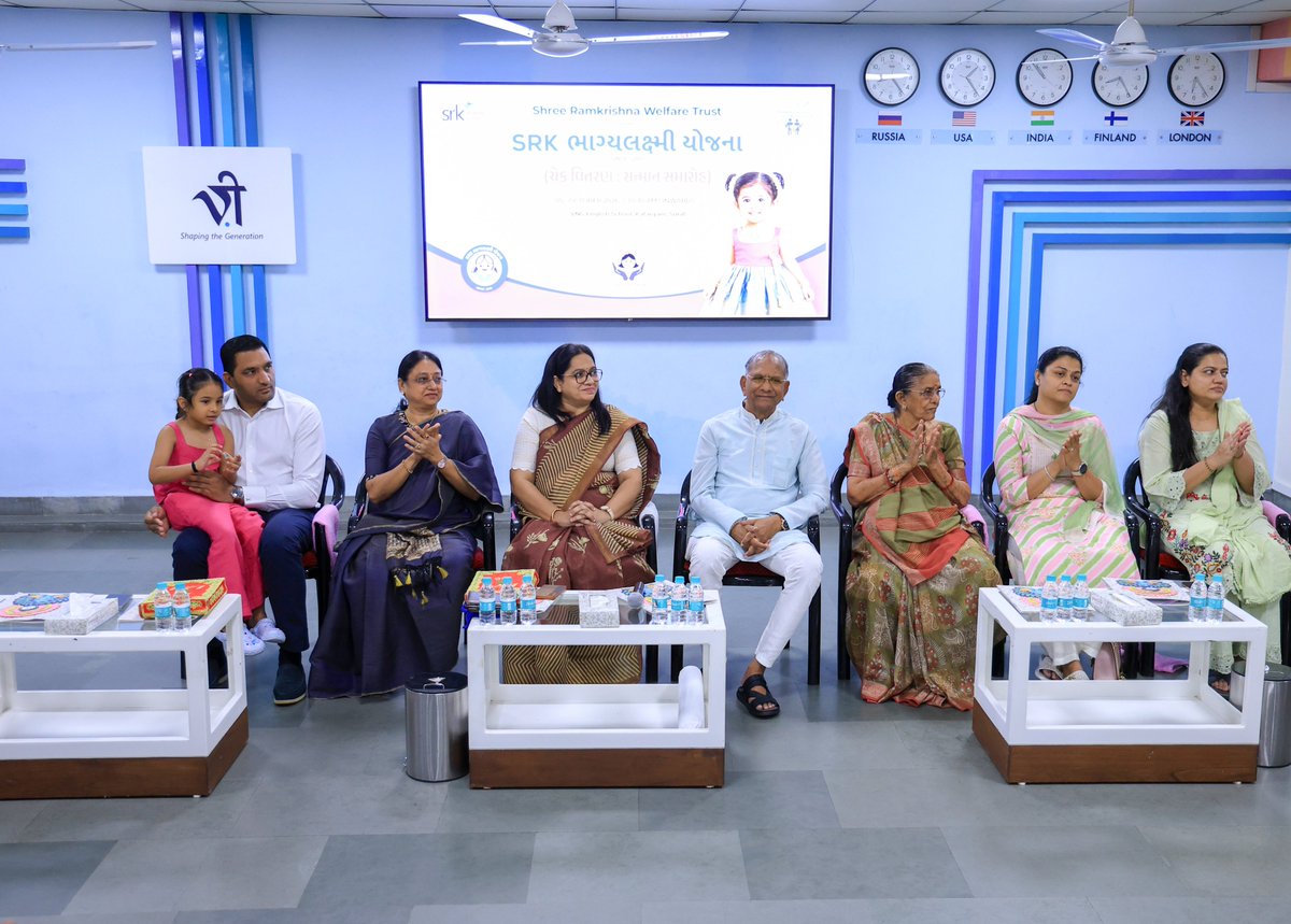 GovindLDholakia's tweet photo. 19 years ago, SRK Knowledge Foundation (@srk_kf)  began the #BhagyalaxmiYojana to support families in giving their daughters the opportunities they deserve to learn, grow and move ahead in life.

What started with supporting 9 families has now reached 24 families. Every family supported through this initiative is a reminder that when a girl is given the right opportunities, she can shape not only her own life, but the future of an entire family. I have always believed that #givingbacktosociety does not require going far, sometimes it simply means standing beside a family when they need support the most.

It was a pleasure to have Dr. Niharika Patel ji and Smt. Mitaben Goswami ji, Hon. Education Inspectors working closely with the District Education Office (DEO), Surat join us in our event. Their presence significance to the occassion that celebrated daughters, supporting families and believing in the possibilities that lie ahead.

Bhagyalaxmi Yojana continues to be a meaningful step towards empowering daughters and strengthening families. May every girl grow up with the confidence to dream, the opportunity to learn and the freedom to build her own future.

#purepurpose #empoweringwomen #EmpoweringDaughters #NiharikaPatel #MitabenGoswami