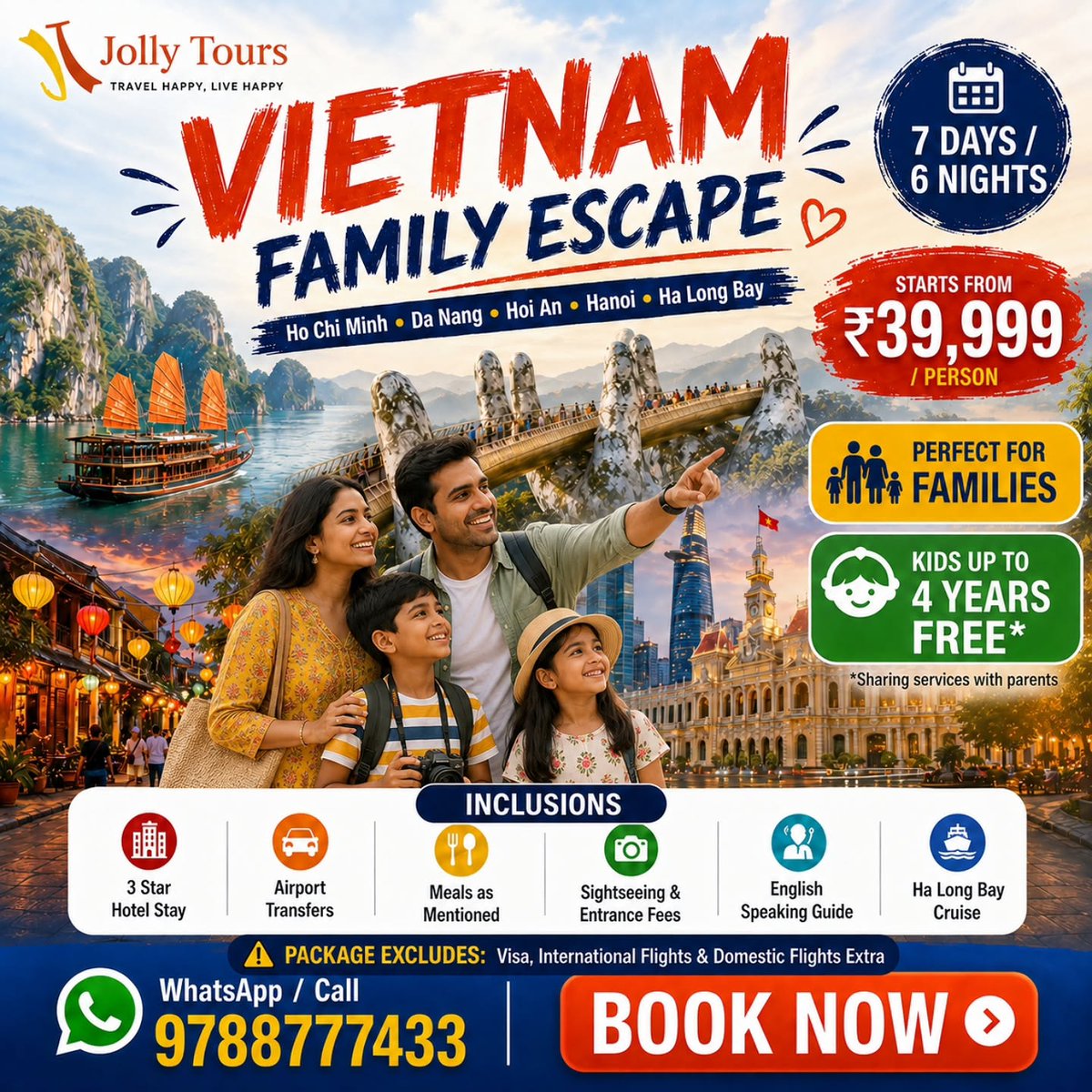 emariana81's tweet photo. Vietnam Family Escape: 7 Days, 6 Nights across Ho Chi Minh City, Da Nang, Hoi An, Hanoi and Ha Long Bay. From ₹39, 999 per person. Kids up to 4 stay free when sharing services with parents. Visa and flights extra. https://t.co/x1bEwrYBjX