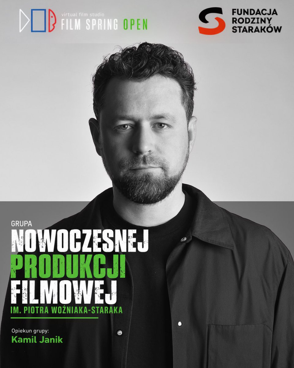 FilmSpringOpen's tweet photo. Zapraszamy do udziału w Grupie Nowoczesnej Produkcji Filmowej im. Piotra Woźniaka-Staraka, skierowanej do młodych producentów i studentów produkcji filmowej, organizowanej w ramach Plenerów Film Spring Open 2026!

W tym roku mentorami grupy będą Kamil Janik i Anna Kępińska. https://t.co/KqU8iYgiU7