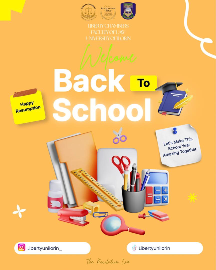 _Libertyfirst's tweet photo. Welcome back, Unilorites! ๐๐
A new session, new opportunities, and another chance to make it count. Wishing every student a productive, fulfilling and successful academic session. โ๏ธโจ
Happy Resumption! ๐ฝ #resumption #unilorites #libertychambers #unilorinconnect #fyp https://t.co/J5c3S286fv