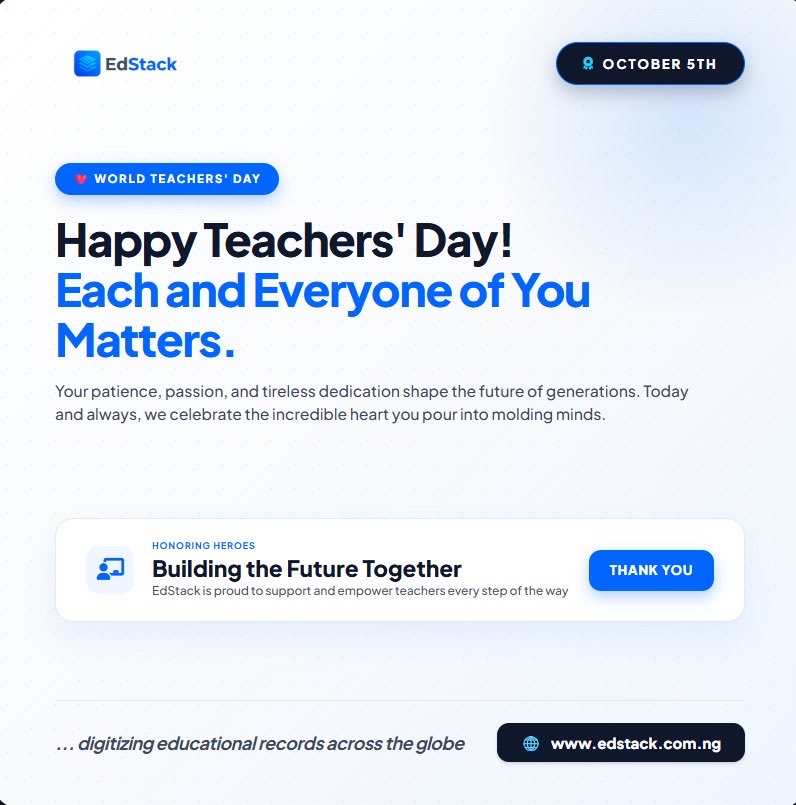 Edstackapp's tweet photo. Happy Teachers Day to all celebrating today!🎉 https://t.co/OqKuD9fzPZ