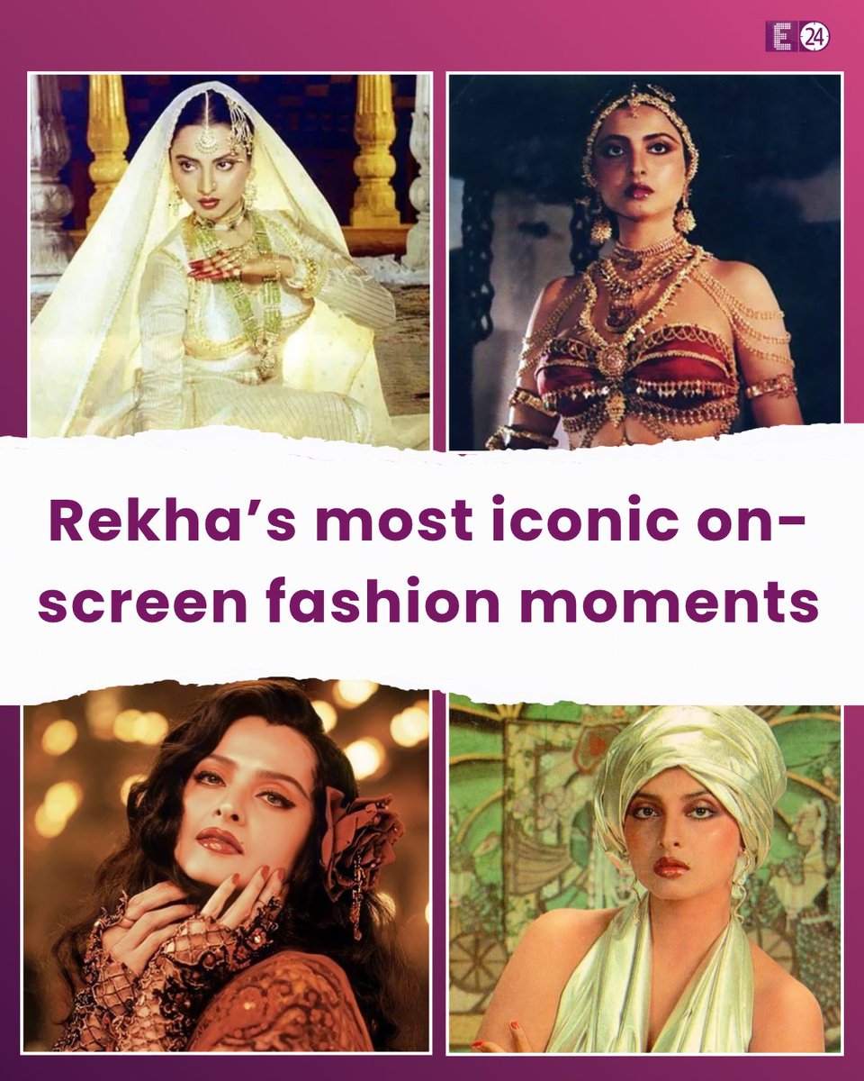 E24bollynews's tweet photo. From timeless sarees to glamorous ensembles, Rekhaโs on-screen fashion has always been unforgettable, setting trends and inspiring generations with her signature elegance, beauty and style.
.
.
.
#Rekha #RekhaFashion #BollywoodFashion #IconicStyle #OnScreenFashion #BollywoodStyle #FashionIcon #HindiCinema #entertainment #e24
Rekha, Rekha fashion, Rekha iconic looks, Bollywood fashion, iconic Bollywood style, vintage Bollywood fashion, Entertainment, E24