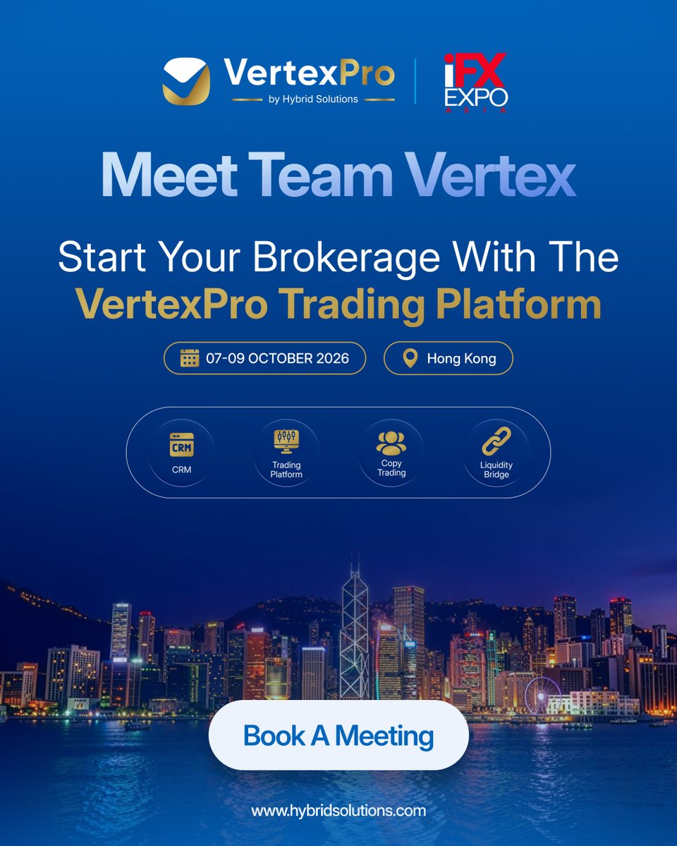 hybrid_hs's tweet photo. Thinking about launching or scaling a brokerage? Meet us at iFX EXPO Asia. Meet Team VertexPro at the expo and get a closer look at the technology stack behind a modern brokerage. Book your meeting with Team VertexPro.
7β9 October|Hong Kong
#Forex #iFXExpoAsia #forexwhitelabel https://t.co/BAtQ3mw2Vj