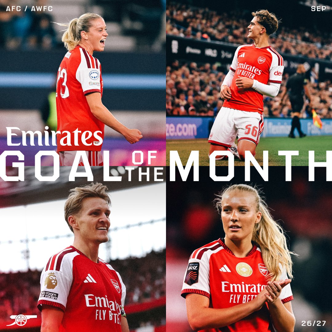 Arsenal's tweet photo. The very best of September 🤩

It's time to vote for your Emirates Goal of the Month, Gooners 👇
