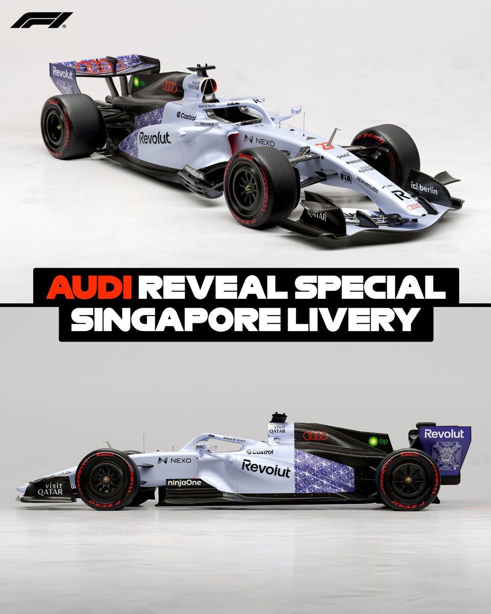 F1's tweet photo. Ready to race under the lights ✨

Audi have revealed a special livery for this weekend's Singapore Grand Prix 🤩🎨

#F1 #SingaporeGP @audif1_ https://t.co/oWsKFnI7iM