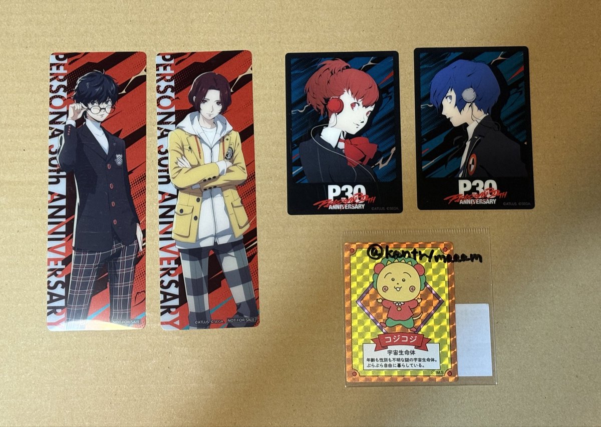 kantrymaaam's tweet photo. 【交換】P30th ペルソナ アニメイト

（譲）オーロラアート：P3・P3W
しおり：P5・P5X
※Xは普段求ですが被り過多の為出しています

（求）オーロラアート：画像2枚目の罪・集合>>罰
❤️優先、⭐️は❤️とセットで交換可
しおり：異聞録>>罪

郵送交換希望

条件合う方お気軽にお声掛け下さい！ https://t.co/MdjMO5MIgt