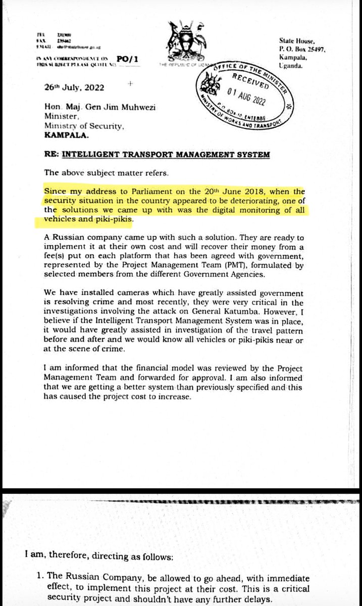 TonyNatif's tweet photo. Permanent Secretary, Office of the President, Hajji Yunus Kakande, has been asked to make a police statement (arrested?) following his appearance before Parliament’s committee on Physical Infrastructure over the Digital Number Plates saga. 

It remains to be seen whether Mr Mwine Mpaka Rwamirama will summon Hajji Kakande’s boss next; considering this project was from a directive of @KagutaMuseveni as a security intervention. 

Are we about to see the Real Musuga before @Parliament_Ug or are MPs and the media gonna concentrate on the theater of number plates (mere metal plates) and act oblivious as to the architecture of the whole project and how it came to be? 

This is what’s frustrating about Uganda. The theater and lack of depth in analysis of national issues.