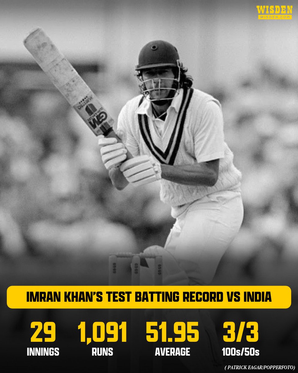 WisdenCricket's tweet photo. One of cricket’s finest all-rounders, Imran Khan turns 74 today 🇵🇰

His Test record against India in particular was absolutely outstanding 👏 https://t.co/l6Sz36DvPz