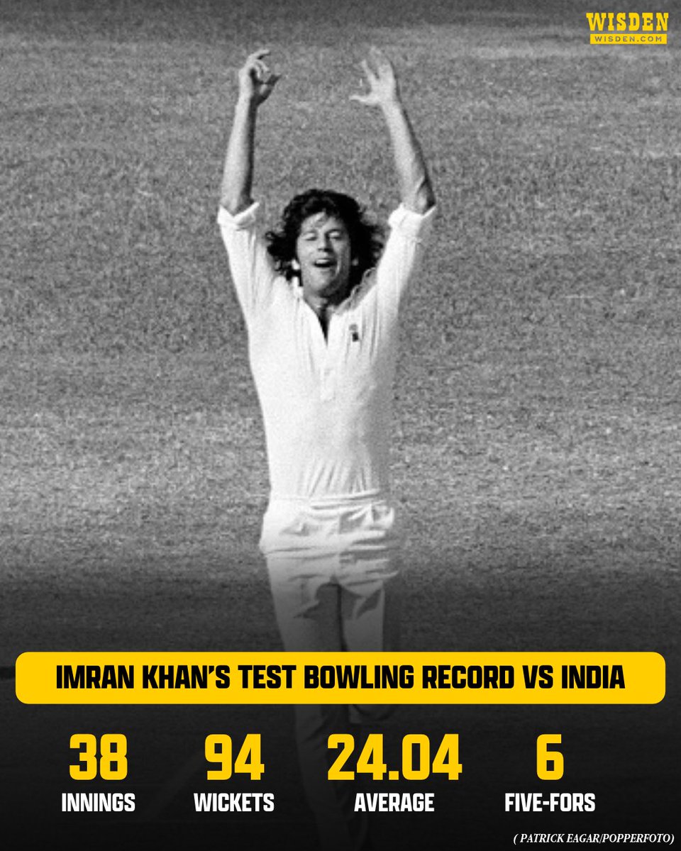WisdenCricket's tweet photo. One of cricket’s finest all-rounders, Imran Khan turns 74 today 🇵🇰

His Test record against India in particular was absolutely outstanding 👏 https://t.co/l6Sz36DvPz