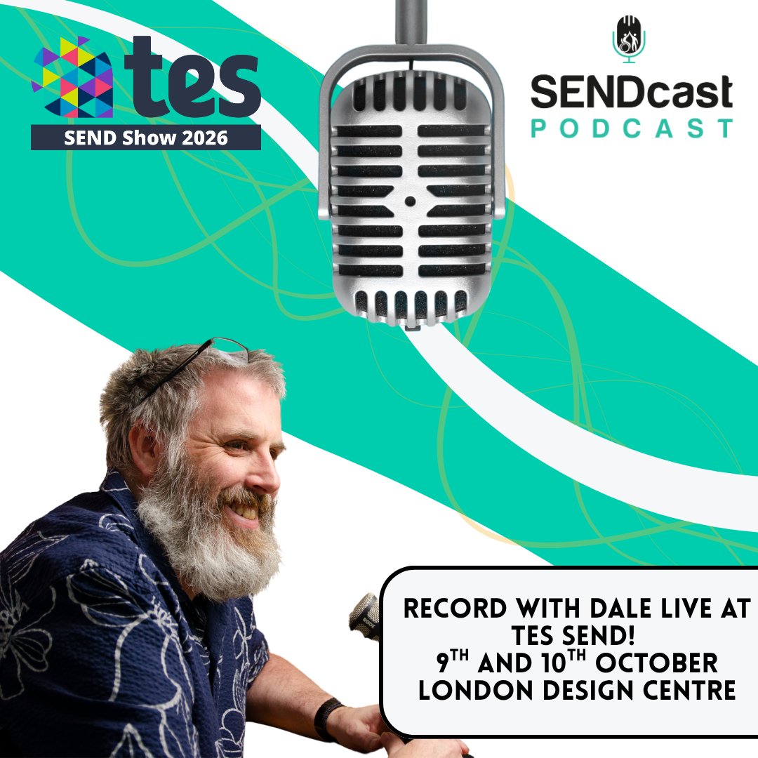 theSENDcast's tweet photo. Have you ever wanted to be on a podcast? 🤔Are you visiting the TES SEND show on 9th or 10th October?👀 This could be your moment! Dale will be welcoming drop in's to record live with him at the show - pop along and say hi! 🙌🎧 #sendshow #tessend #podcast @SENDShowUK https://t.co/CdbucaR9Xh
