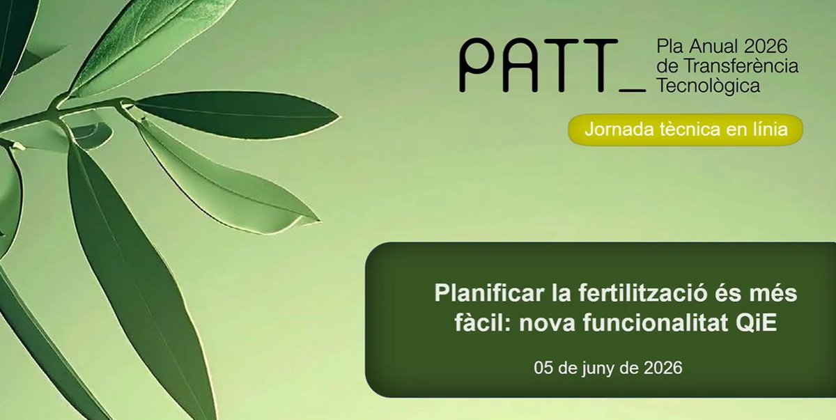 ruralcat's tweet photo. 📹Vídeo: Planificar la fertilització és més fàcil: nova funcionalitat QiE #PATT2026
https://t.co/igLevyeuwp https://t.co/nQFQUffqeY