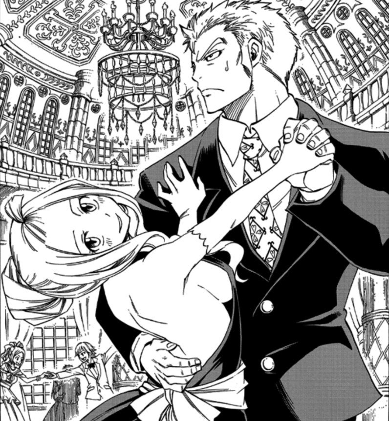 Banseptcreates's tweet photo. So not only Mira convinced Laxus to dance with her in public (knowing he's a bit of a loner that stays in his corner), but he's also slipping his fingers under her dress white also cupping her fully on the back, making her blush.
He is exactly where he wants to be, don't save him https://t.co/Fwc9Q2QuhP