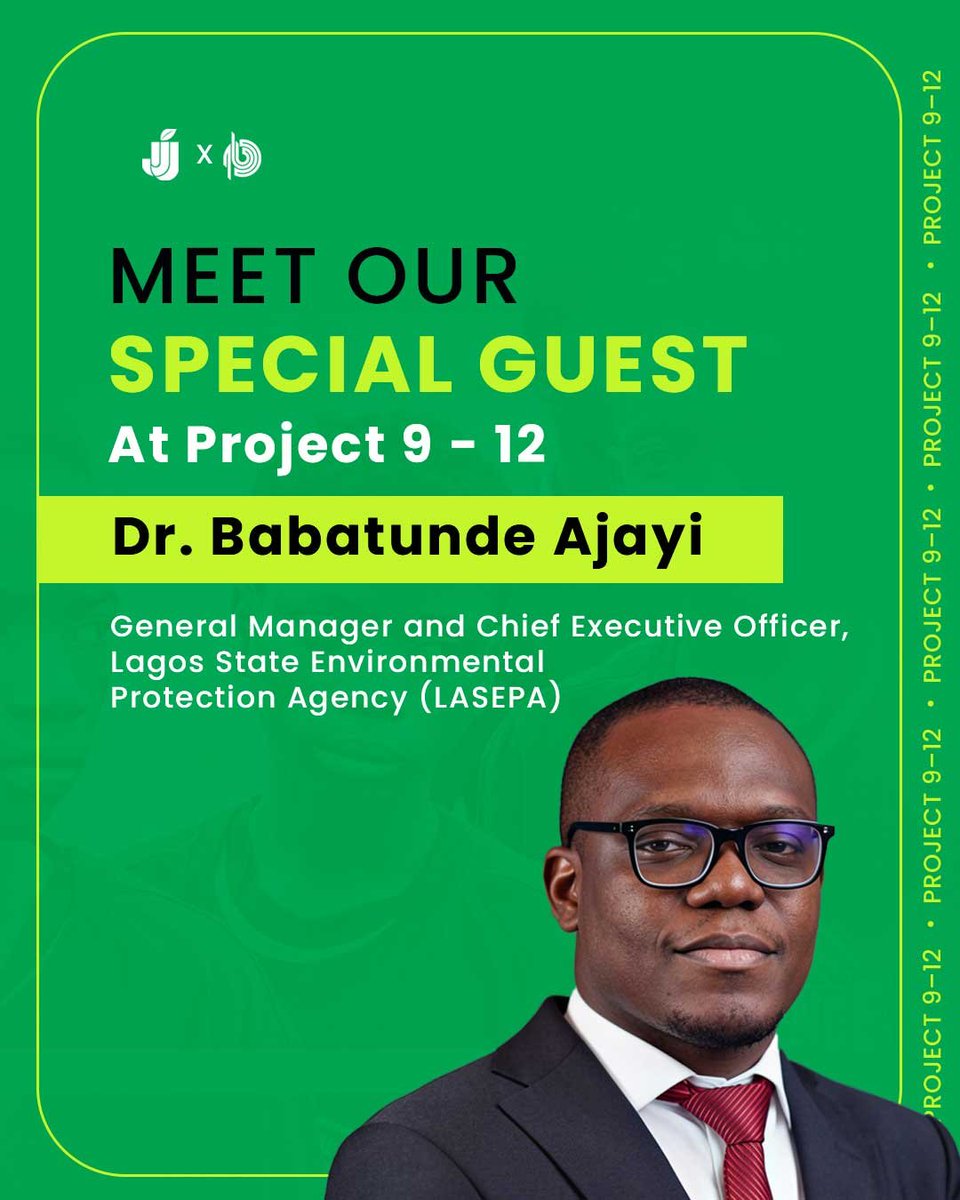 JustusedTech's tweet photo. We are honoured to welcome Dr. Babatunde Ajayi, General Manager and Chief Executive Officer of the Lagos State Environmental Protection Agency (LASEPA), as our Special Guest at Project 9–12.
We are getting closer! 2 DAYS TO GO!
#Project912 #JustUsedTech #LASEPA #Sustainability https://t.co/iWyBeIbYHP