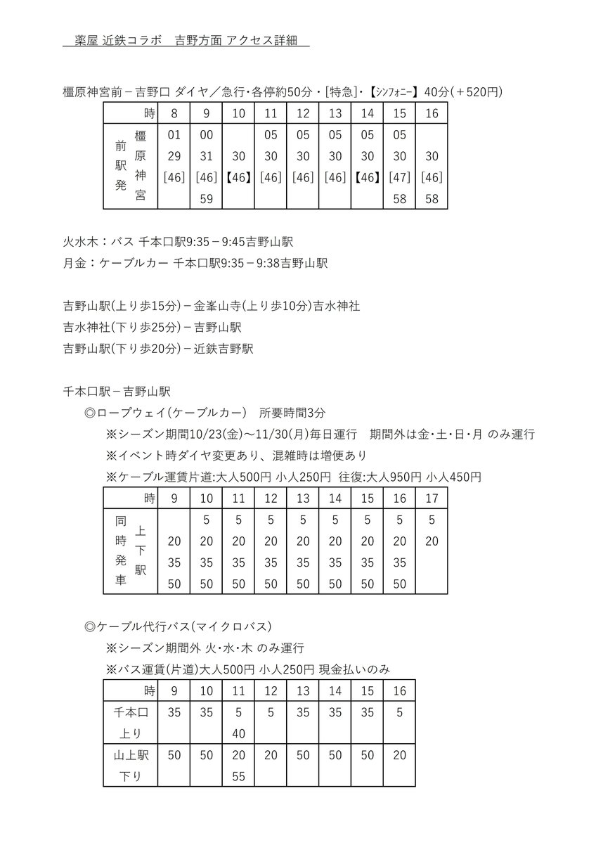 sayoko0908's tweet photo. 薬屋 近鉄コラボ
吉野を調べてみた！
急行と各駅停車1分差w
橿原神宮前駅から更に50分電車😅
吉野と言いながら、実は奈良の中部なのよね〜南は日本一デカい村、十津川村…
シーズン前平日に行くとなるとバスか…金月は休みにくいからね
吉野所要時間4〜6時間👍って観光記事にあって🤣県民でも慄く😂 https://t.co/JwtlOjO7RJ
