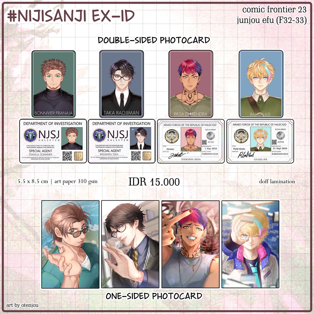 otenjou's tweet photo. (1/2) 
Shares are really appreciated!

Otenjou Catalog & PO form for  #CF23 #CFXXIII 
📍Comic Frontier 23 (ICE BSD, 31 Okt - 1 Nov 2026)  
📷Circle Name : Junjou Efu
#⃣ Booth Number: F32-33
💡Goods: Art Prints, Photocards, Fan Comics

Periode PO : 
5- 12 Oktober 2026 (Pick Up CF23)
5- 31 Oktober 2026 (Mail Order)

🔗 on first reply