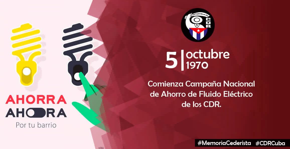 cdr_cuba's tweet photo. Buenos días vecino 🌞 

El 5 de octubre de 1970 inicia la Campaña Nacional de Ahorro de Fluido Eléctrico,  convocada por los #CDRCuba. 🧵👇 https://t.co/N0nu0uauFy