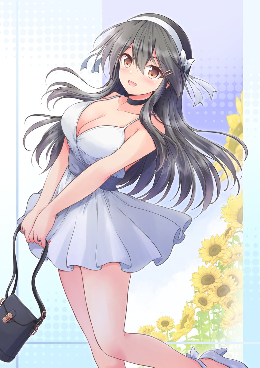 kaedes's tweet photo. Skebで艦これの榛名『真夏のお出かけ（デート）mode』を描かせていただきました。リクエストありがとうございました！
とある夏の休日に提督とデートを楽しんでいる榛名、というシーンです。
#艦これ #榛名 https://t.co/o6MlNR2KTS
