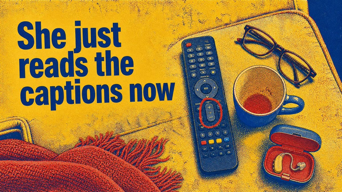 EdNaberhuis's tweet photo. Your spouse doesn't ask you to turn the TV down anymore. She just walks in, reads the captions, and says nothing.

That silence says more than the volume does.

Whose TV volume has a number on it nobody mentions? Tell me below. https://t.co/hzDFZZt9Cu