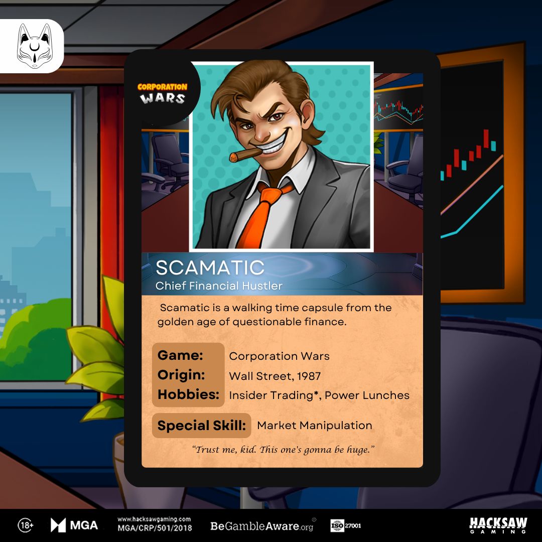 kitsunestudios9's tweet photo. The guy who explains crypto to you at a wedding, but make it a corporate predator. 📈💸

Another corporate shark joining the floor in #CorporationWars.

🔞 | Please Gamble Responsibly | https://t.co/Lr9qA46fvC
#KitsuneStudios #slots #game #character #new https://t.co/Zrg1bcj2el