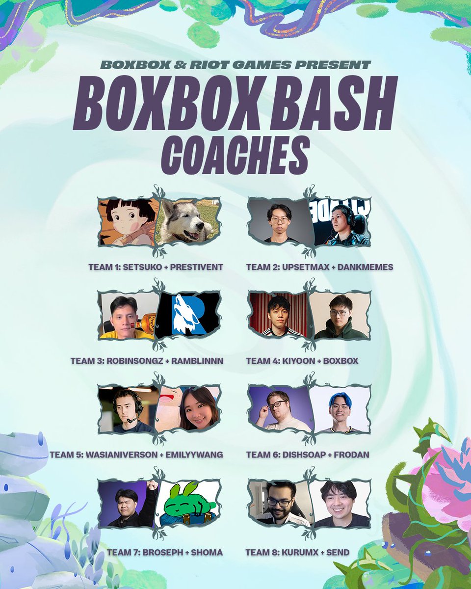 BoxBox's tweet photo. HERE IT IS!! Your BoxBox Bash 3 roster! 

This was our first time doing applications - there were so many cool people! I wish we had more than 32 spots 🥺 We did our best to take many newcomers across many different games and skill levels. 

These 32 students will get drafted onto 8 teams and compete for our $25,000 prize pool provided by @TFT! Draft begins on October 8th @ 2pm PST! Excited to see you all there!