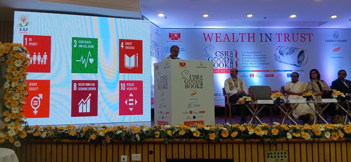 SILFIndia's tweet photo. @SILFIndia CEO Mr @GaurabSen addressed the gathering at the Mahatma Award (IIC, New Delhi) on "The role of corporations & NGOs in achieving SDGs in India." 🏛️🌱

He also joined distinguished dignitaries to officially launch the CSR GOOD BOOK 2026! 📘✨

📌 CALL TO ACTION (CTA):
Retweet 🔄 to support corporate-NGO action toward achieving the SDGs in India! #CSRGoodBook2026 #MahatmaAward #SDGs #SILF #CSRImpact