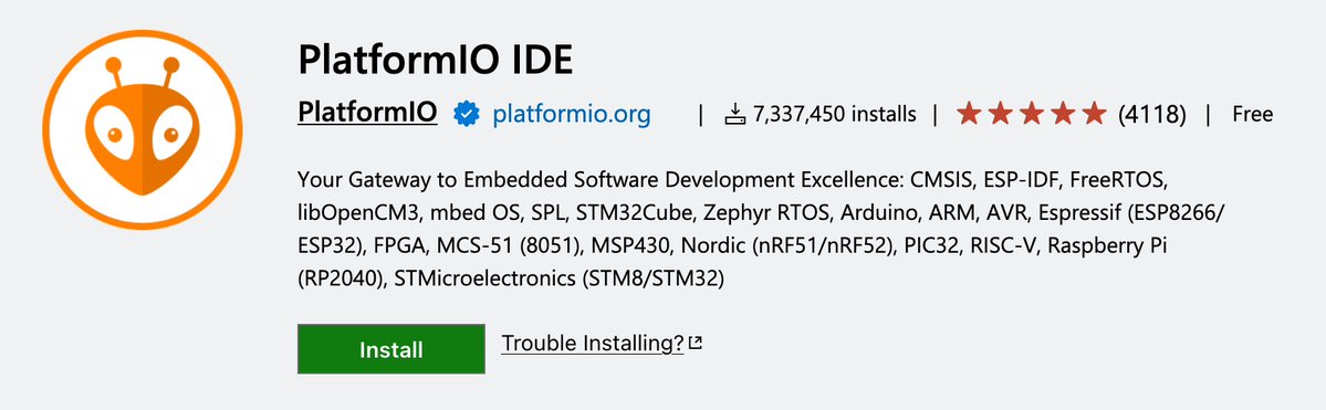 PlatformIO_Org's tweet photo. Woo-hoo! 🎉 A new milestone has been reached! 📈
✅ 7,000,000 unique installations of PlatformIO #IDE for #VSCode
✅ 4,000 five-star reviews
✅ Millions of happy #EmbeddedSystems developers around the world! Thank you! 🧡
👉 https://t.co/A2uMrwz4Cm
📌 #Technology #EmbeddedSystems https://t.co/6860KA9cI2