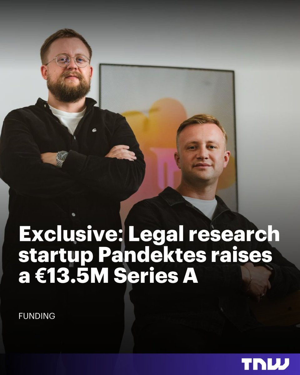thenextweb's tweet photo. Smaller courts are getting more AI-written documents that look legal but miss the sources deciding cases. Pandektes raised €13.5M to collect the law itself, and now has 500 customers. https://t.co/dXwXhsETzH https://t.co/JX9uxLzEuM