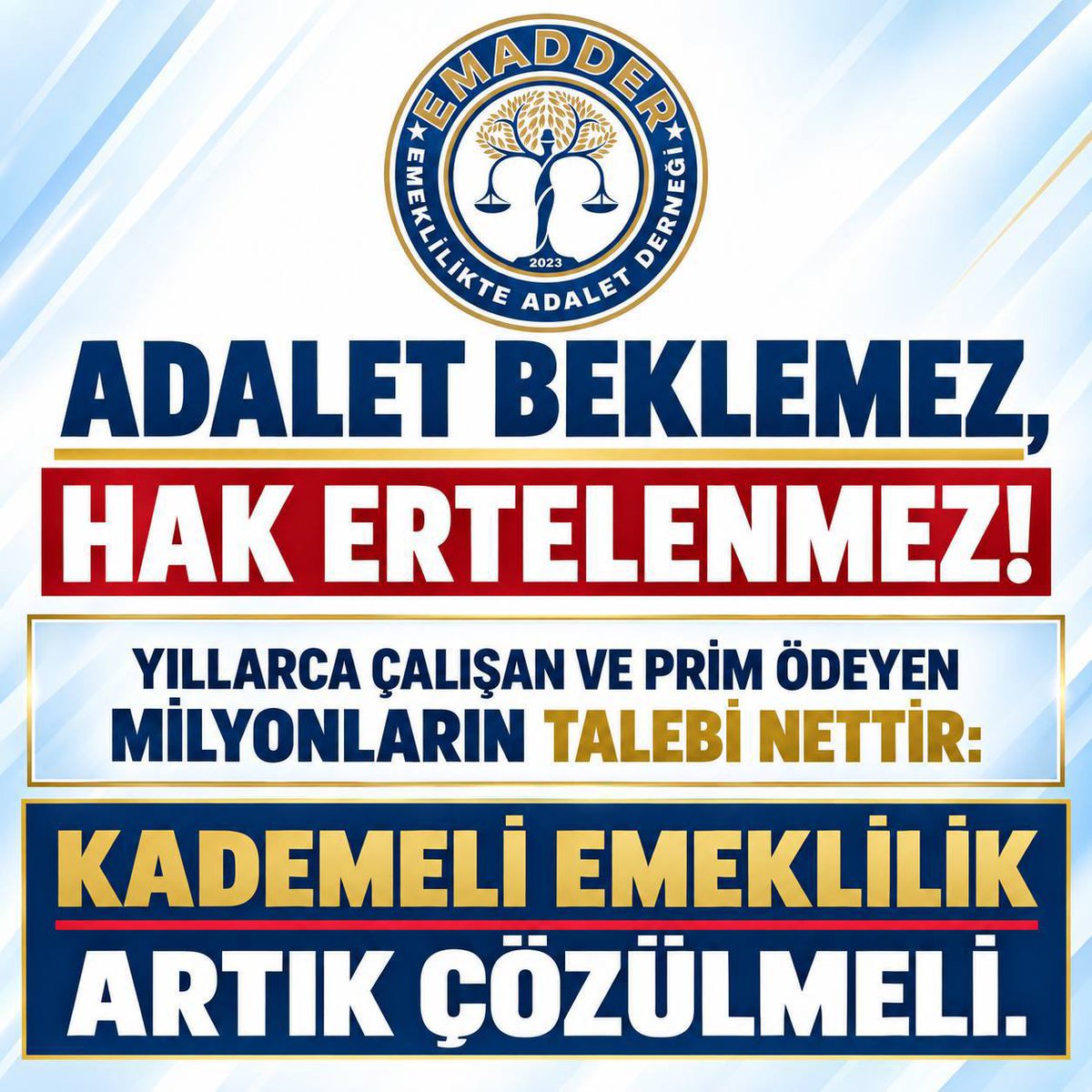 TubiEmad's tweet photo. 1 GÜN → 17 YIL!

8 Eylül ile 9 Eylül arasındaki yalnızca 1 günlük fark, emeklilikte 17 yıla varan bir mağduriyete dönüşüyorsa burada adaletten söz edilemez!

Bu fark kabul edilemez.
Kademeli Emeklilik haktır, adalettir!

@EmadDernegi
#ArtıkVerinKademeyi https://t.co/YwNk39KJjU