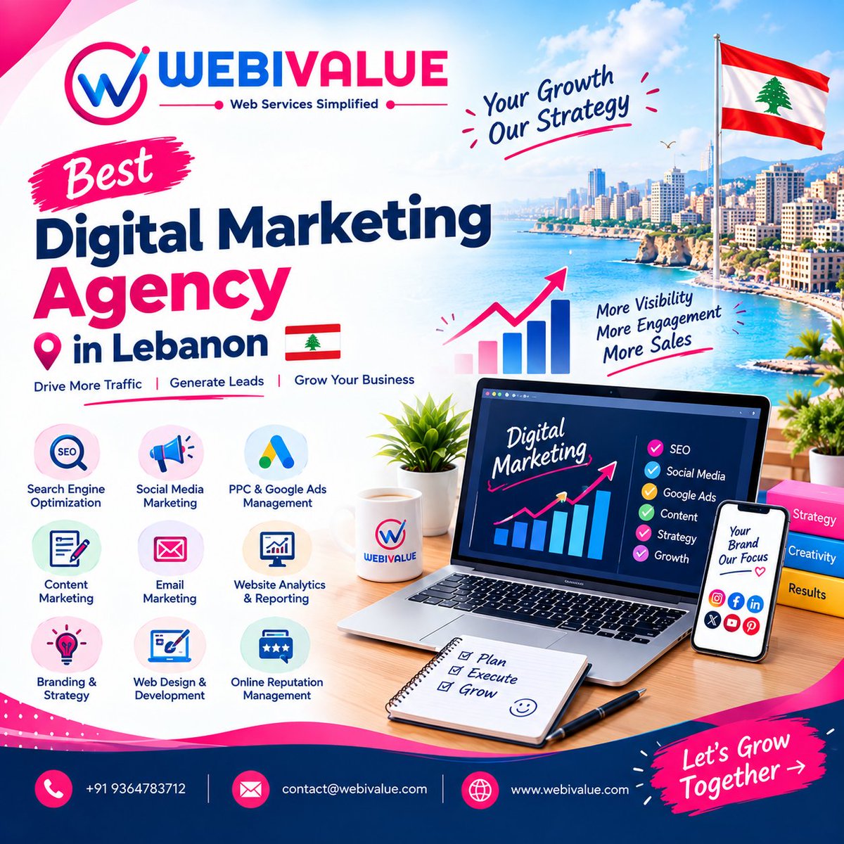 abhijnawebival's tweet photo. Best Digital Marketing Agency in Lebanon 
WebiValue provides SEO, social media marketing, Google Ads, PPC, content marketing &amp; performance-driven digital strategies to improve visibility, leads &amp; business growth.

🔗 https://t.co/FoQCEjJCpS
#DigitalMarketing #Lebanon #WebiValue https://t.co/CDAxewP2K7