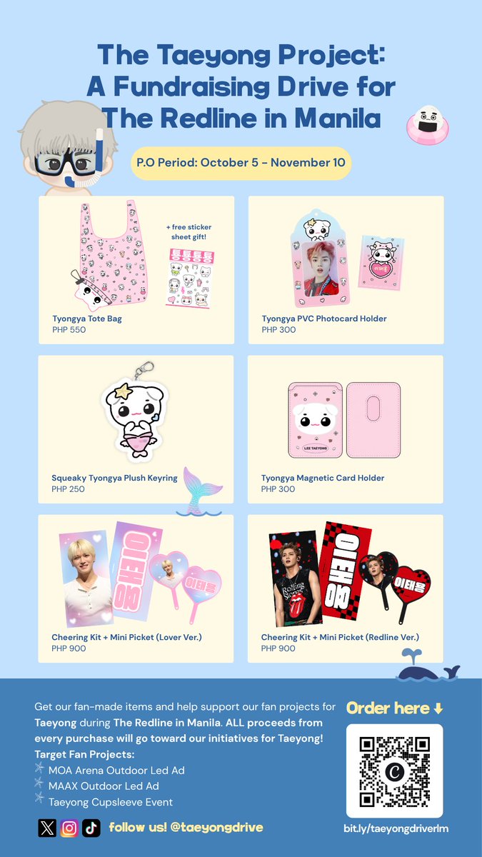 taeyongdrive's tweet photo. TAEYONG FUNDRAISING DRIVE IS HERE!

All proceeds from every purchase will go toward all Taeyong-related projects during the Redline in Manila!

In special collaboration with Tyongya, @nudicat @tyongya71 , and @studionyangz 🩷

#TAEYONG #태용 #テヨン
#TheRedlineInManila
#NCT127 https://t.co/baNUxz774M