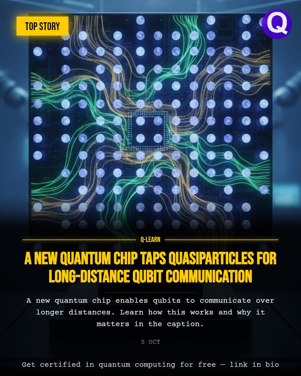 QLearnQuantum's tweet photo. A new quantum chip has demonstrated a novel approach to connecting qubits. It leverages "weird quasiparticles" to facilitate communication…

Q-Learn is supported by BlackHills Quantum, QuantumDiamonds, Aqora, Quantropi and QZabre.

#quantum #quantumcomputing #tech https://t.co/Ka7vLcR7tf