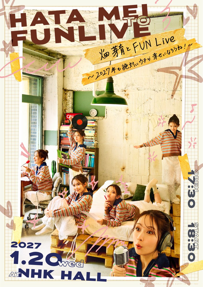 hata_mei0410's tweet photo. ＼📻イベント開催決定🎉／

「畑芽育とFUN Live
～2027年も『絶対にウチら幸せになろうね！』～」

🗓2027年1月20日（水）
🎪NHKホール

チケット最速先行抽選は、
10/12(月)18:30〜

詳細はHPをチェック✅
https://t.co/PjGtJoDU0e

#畑芽育 
#はためいとふぁん https://t.co/lJ9sRWbZSc