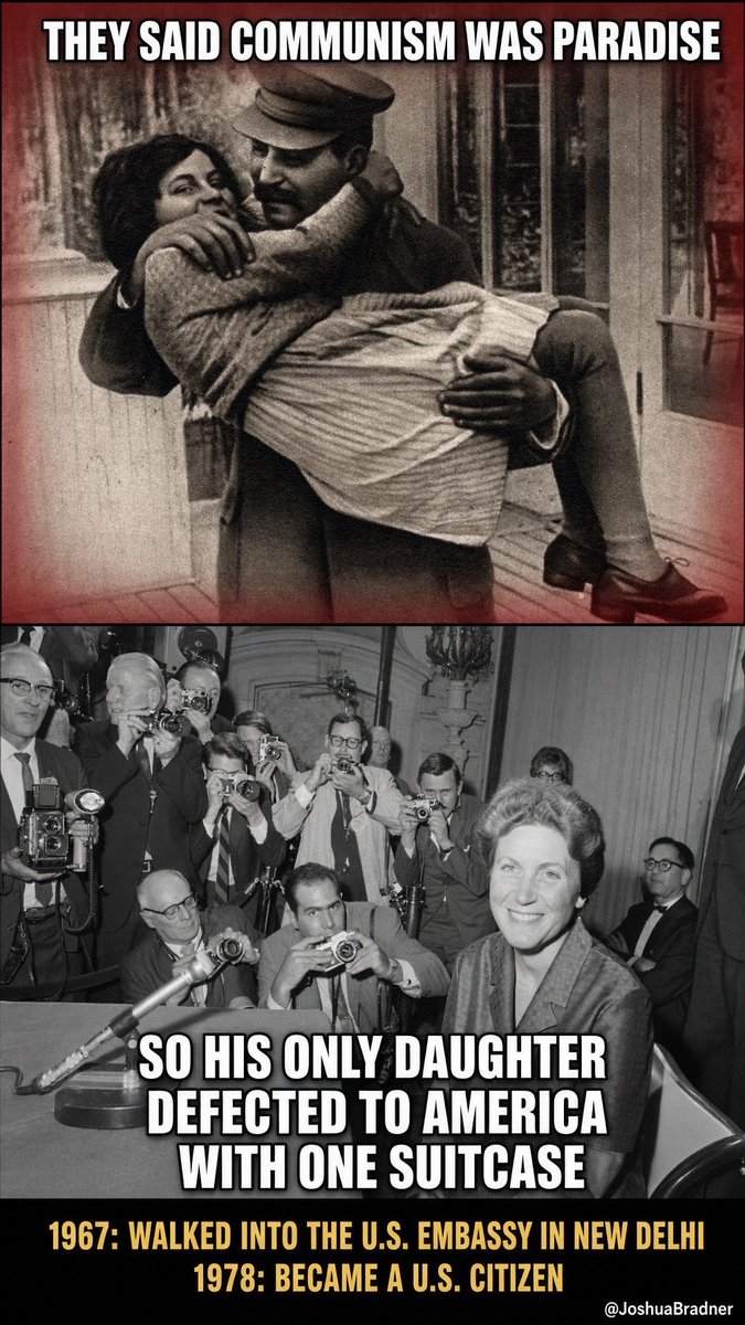 JoshuaBradner's tweet photo. @WallStreetApes Even Stalin’s daughter fled communism https://t.co/1v0qjnHrvx